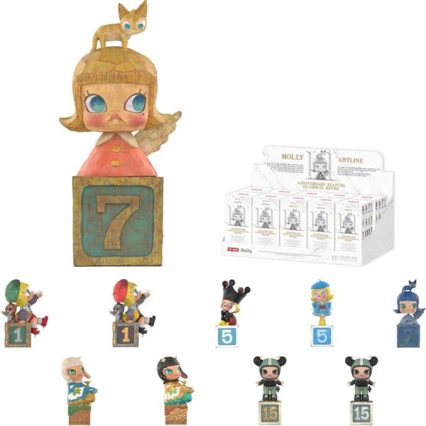 POP MART Molly Anniversary Statues Classical Retro 2 Series Figures. 10PCs Molly Blind Box Figures. Random Design Action Figures Collectible Toys Home Decorations. Holiday Birthday Gifts. Whole Set