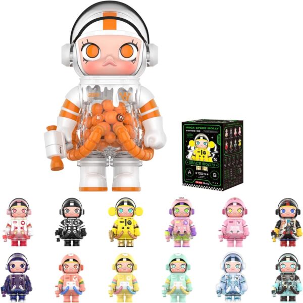 POP MART MEGA Space Molly 100% 2-B Blind Box Figures. Random Design Box Toys for Modern Home Decor. Collectible Toy Set for Desk Accessories. 1PC