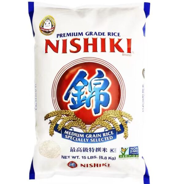 Nishiki Premium Rice, Medium Grain,15 Pound (Pack of 1)